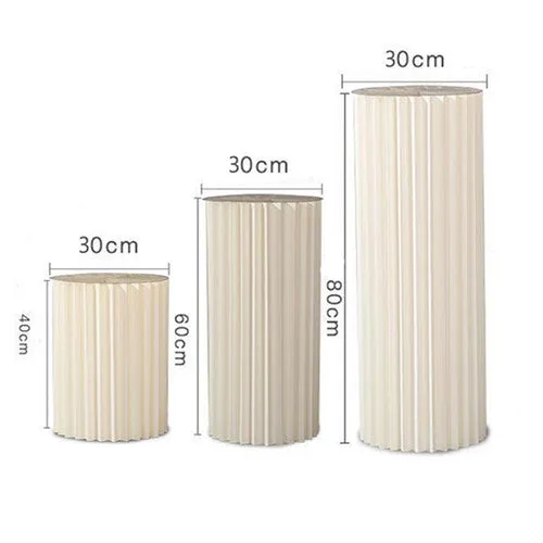 3PCS Cardboard Round Plinth | Cylinder Pedestal Wedding Flower Display Stand