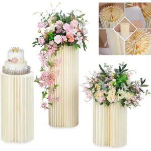 3PCS Cardboard Round Plinth | Cylinder Pedestal Wedding Flower Display Stand