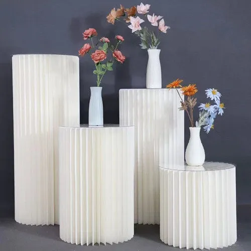 4 Hard Carboard Display Stand | Round Plinth Cylinder Pedestal | Wedding Flower