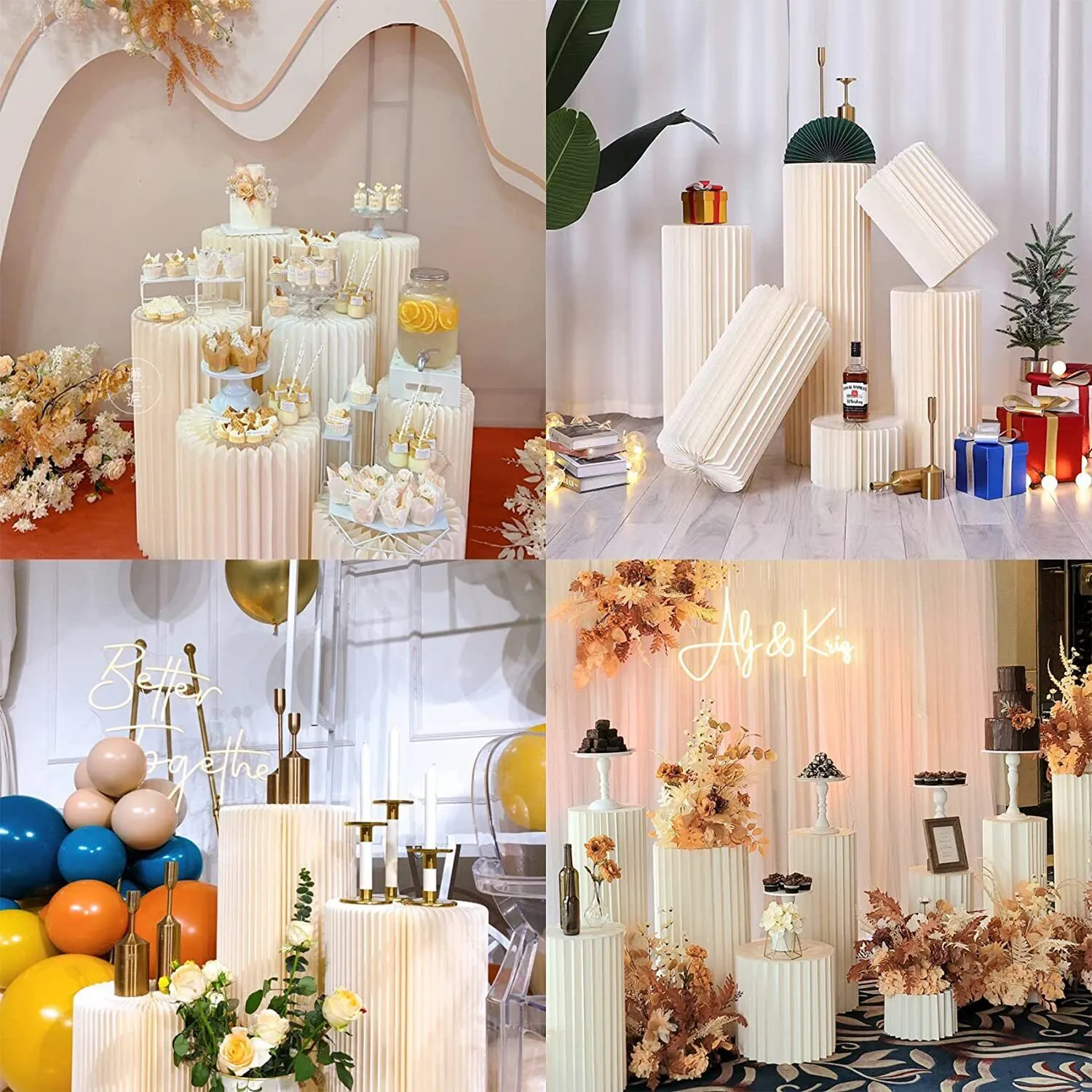 4 Hard Carboard Display Stand | Round Plinth Cylinder Pedestal | Wedding Flower