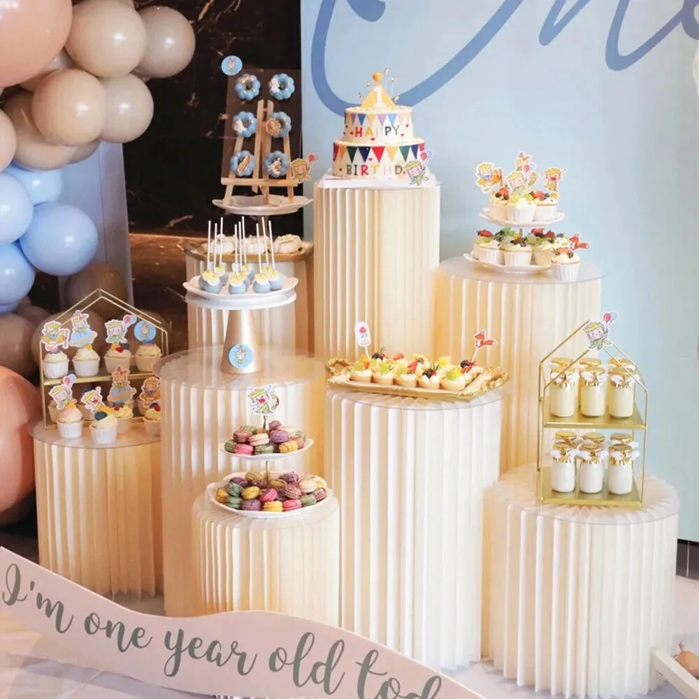 4 Hard Carboard Display Stand | Round Plinth Cylinder Pedestal | Wedding Flower