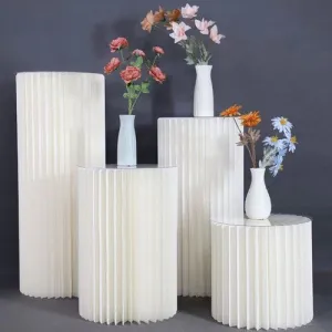 4 Hard Carboard Display Stand | Round Plinth Cylinder Pedestal | Wedding Flower
