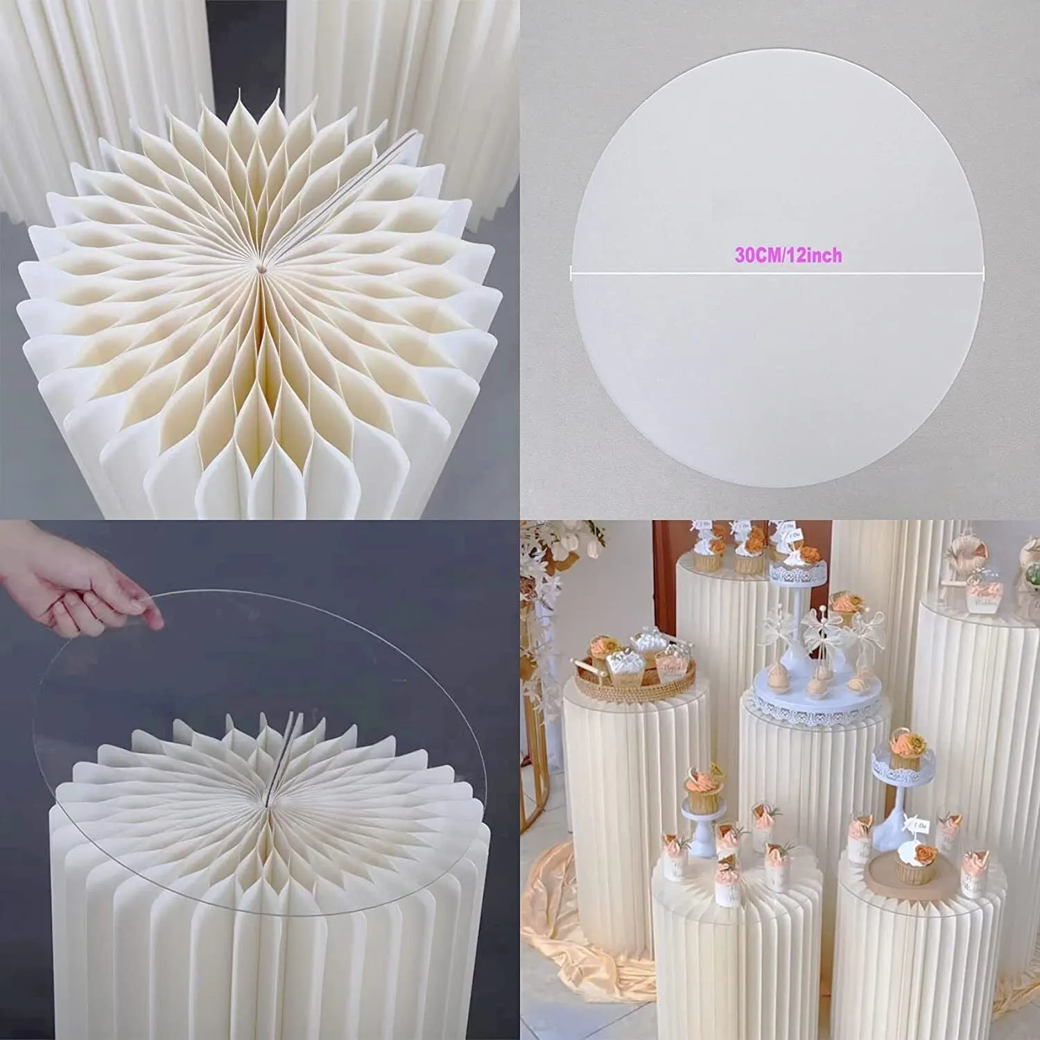 4 Hard Carboard Display Stand | Round Plinth Cylinder Pedestal | Wedding Flower