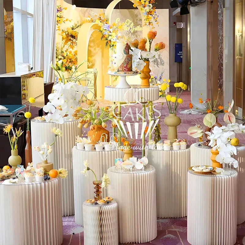 5 Hard Cardboard Display Stand | Round Plinth Cylinder Pedestal | Wedding Flower Display