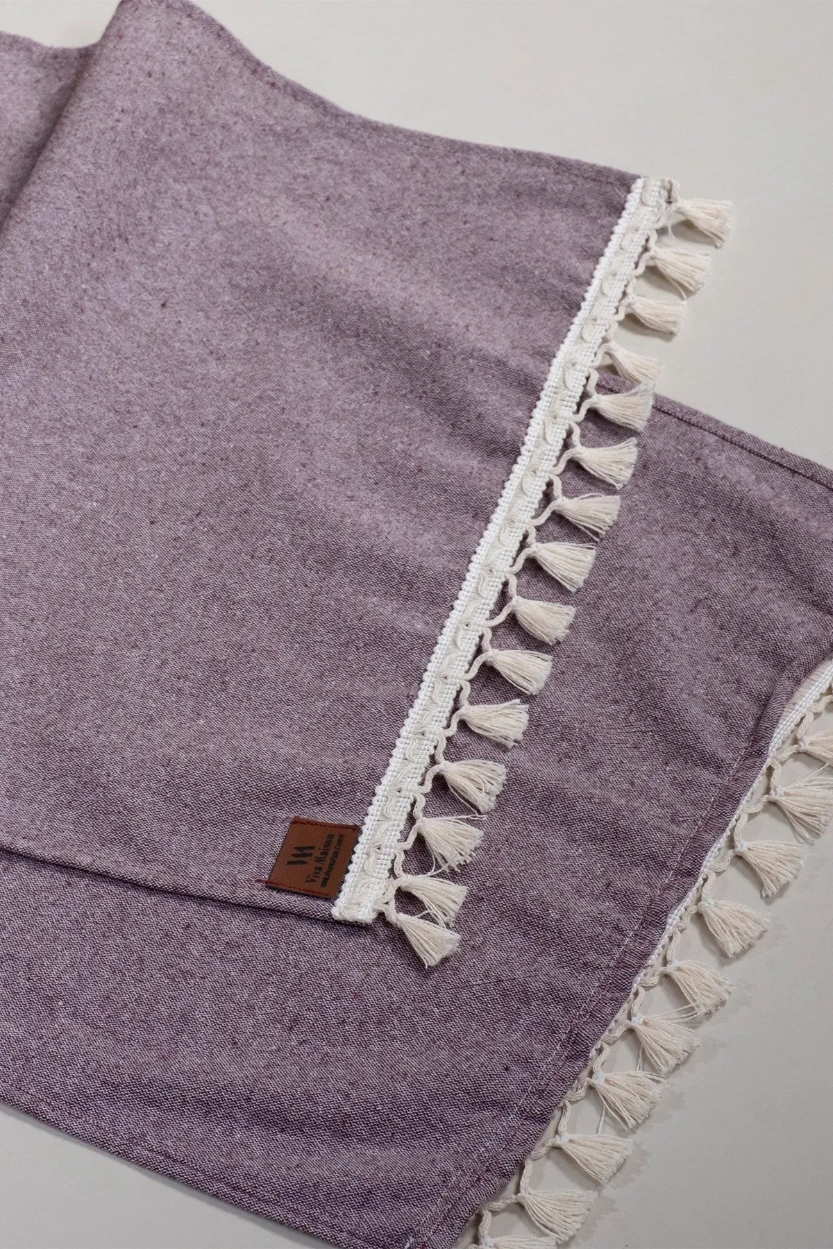 Bobble Cotton Table Runner - Claret Red