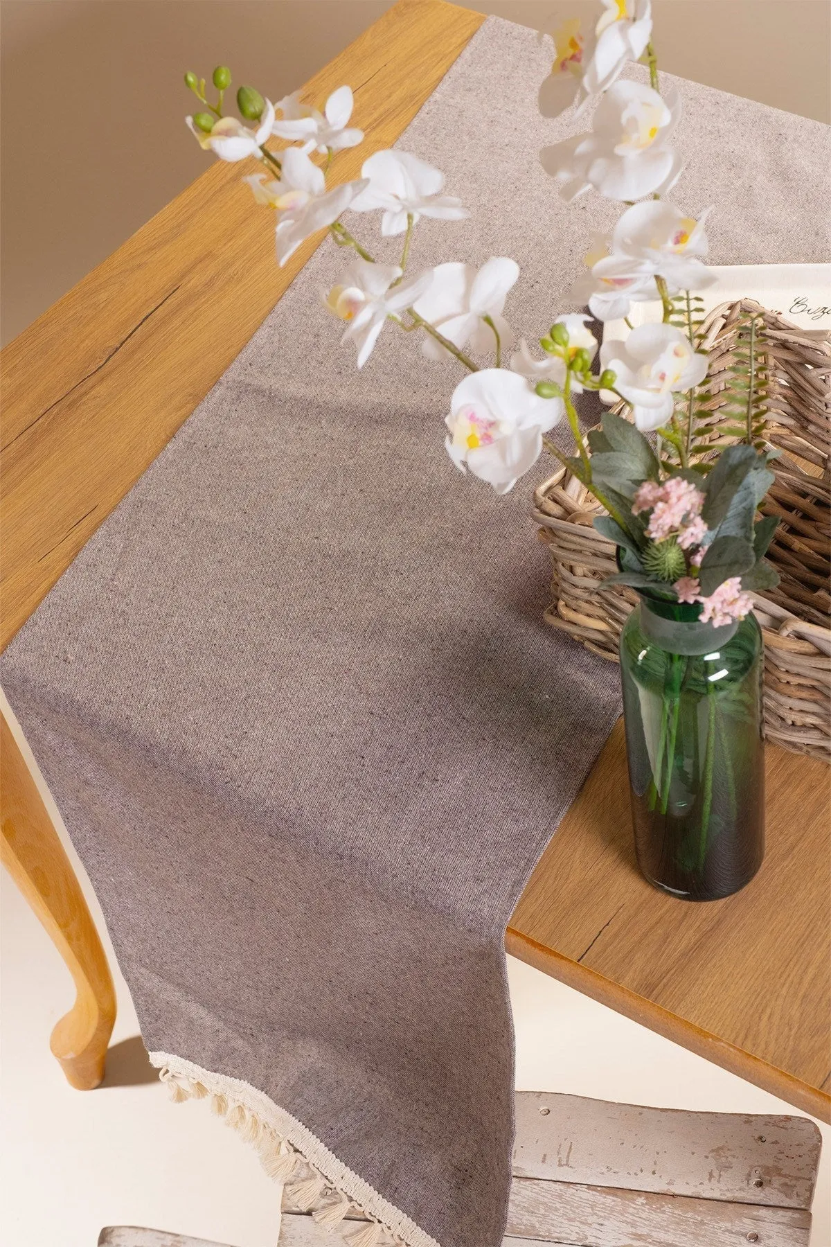 Bobble Cotton Table Runner - Claret Red