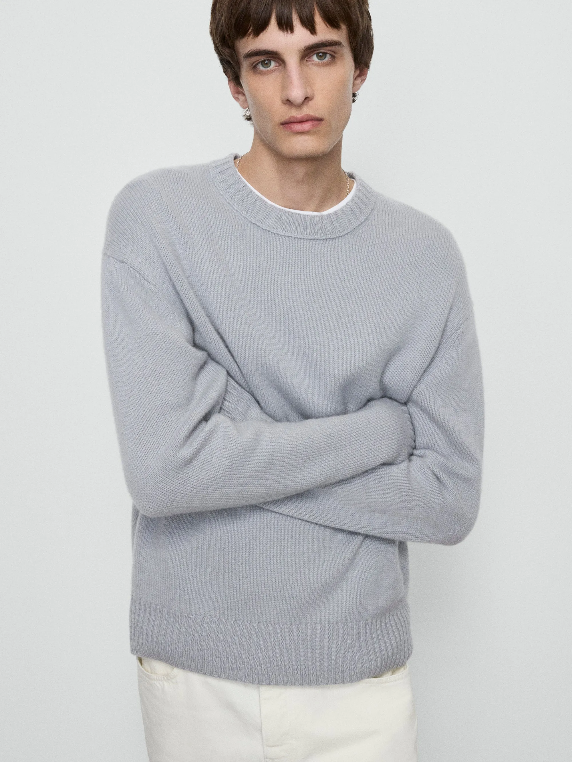 Cashmere Crewneck Sweater -- Smoky Blue