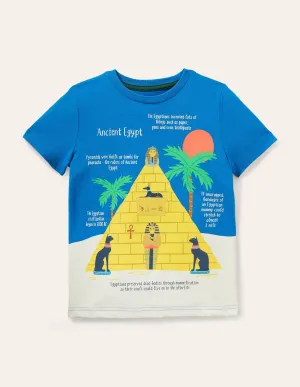 Printed History T-shirt-Bright Blue Marina Pyramid
