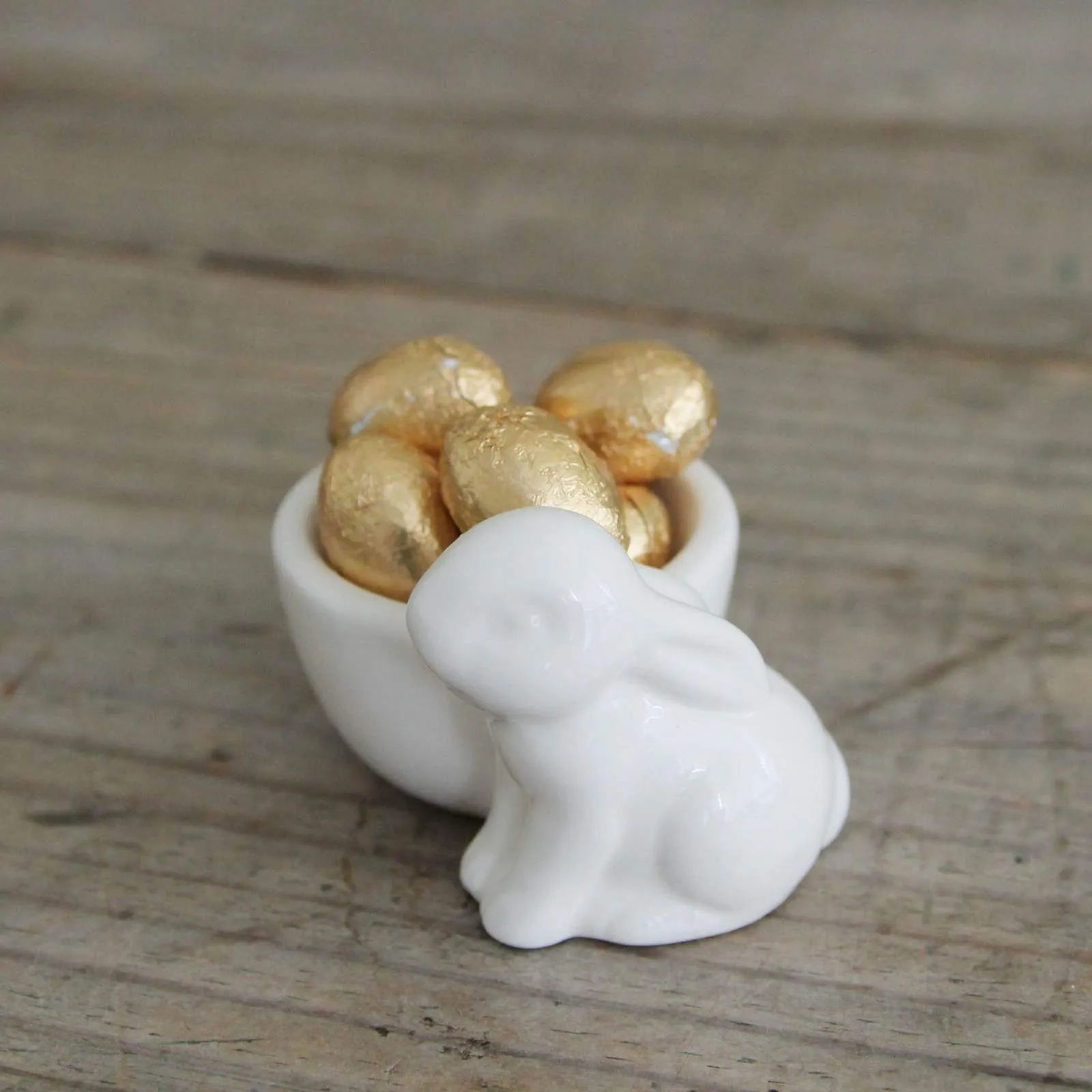 Rabbit Egg Cup with Chocolate Eggs