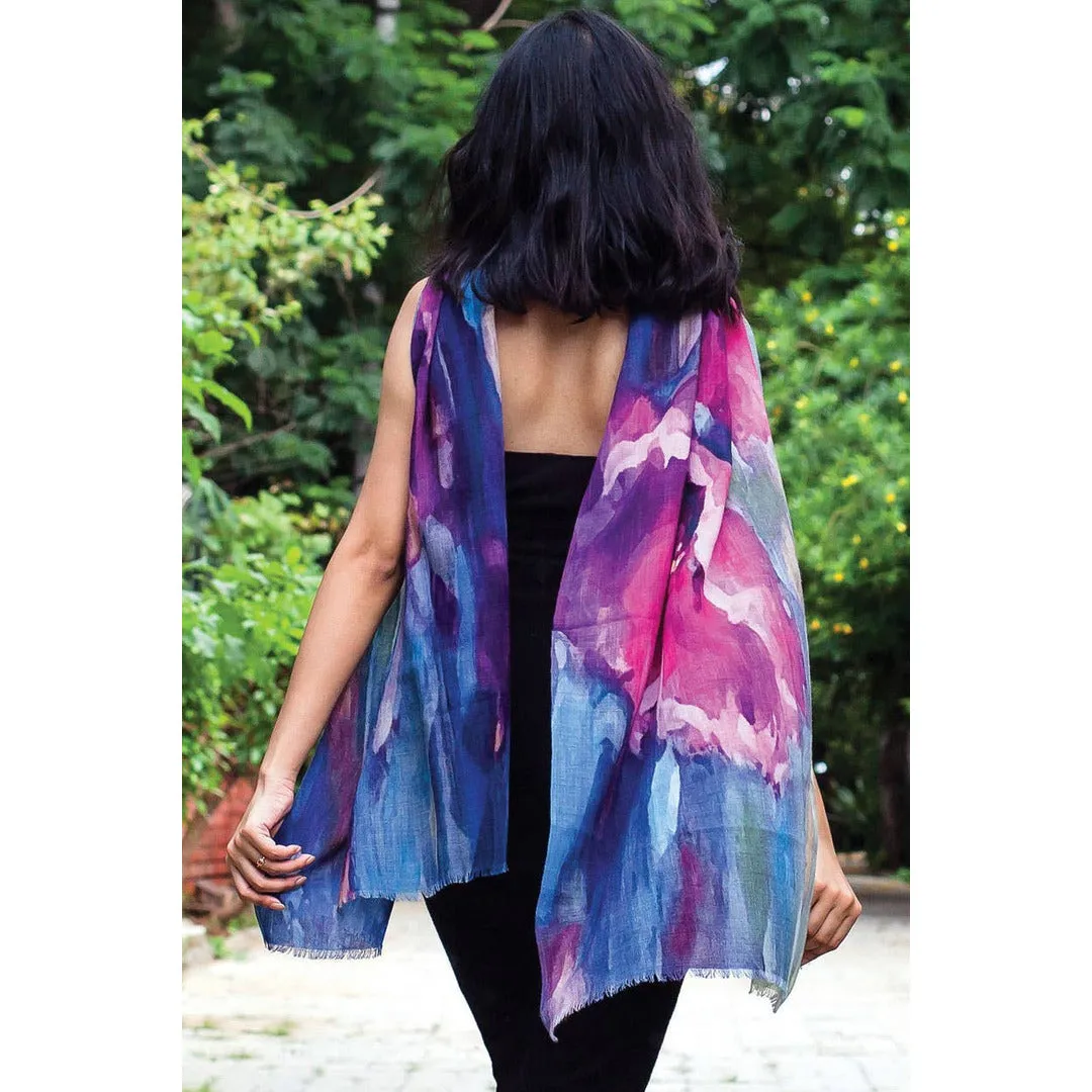 Reena Wool Shawl - Sapphire & Amethyst