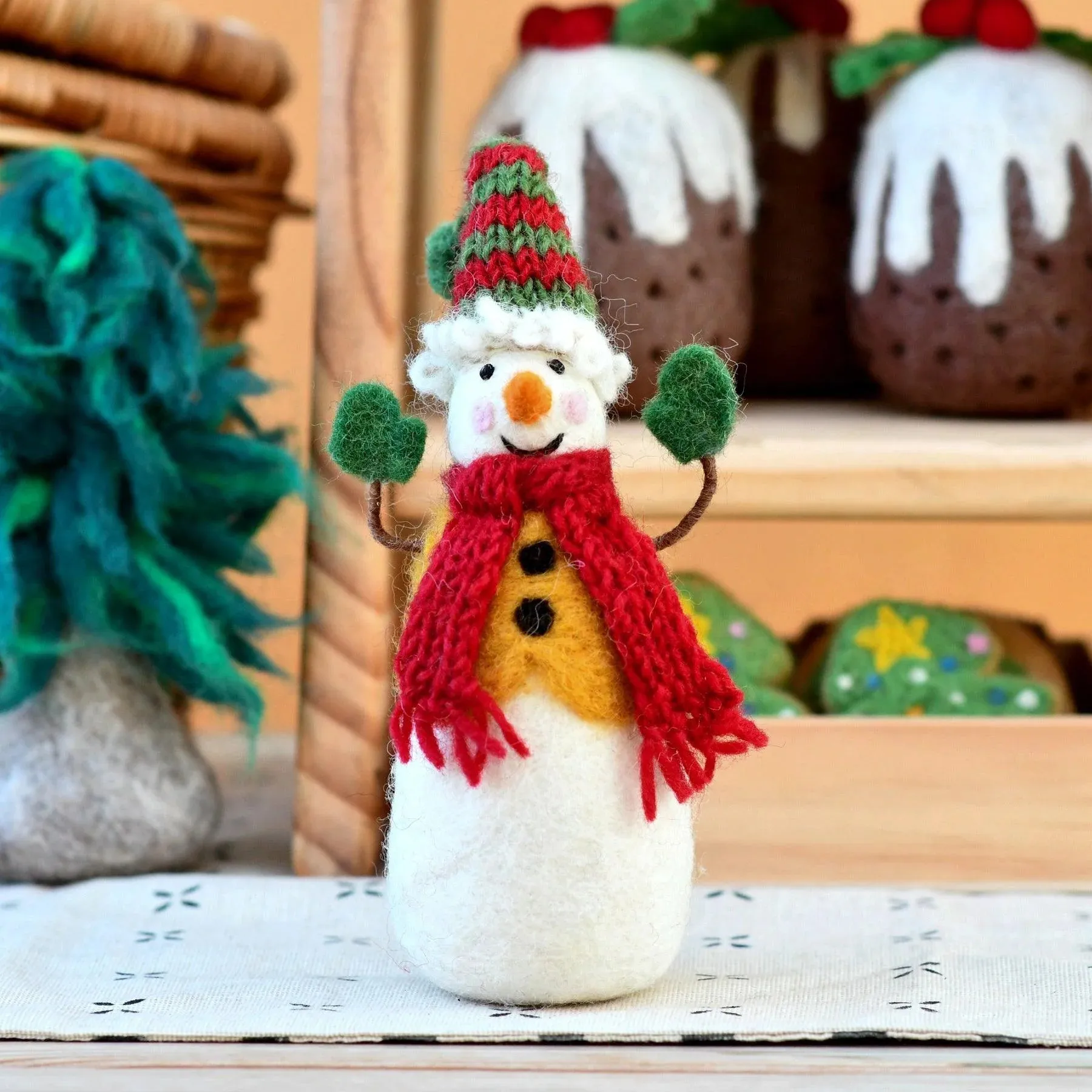 Tara Treasures Felt Snowman with Knitted Cap