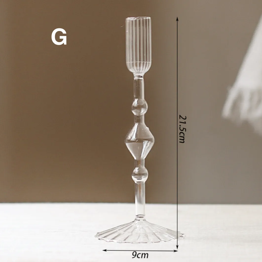 Vintage Style Glass Candlestick Holder: C
