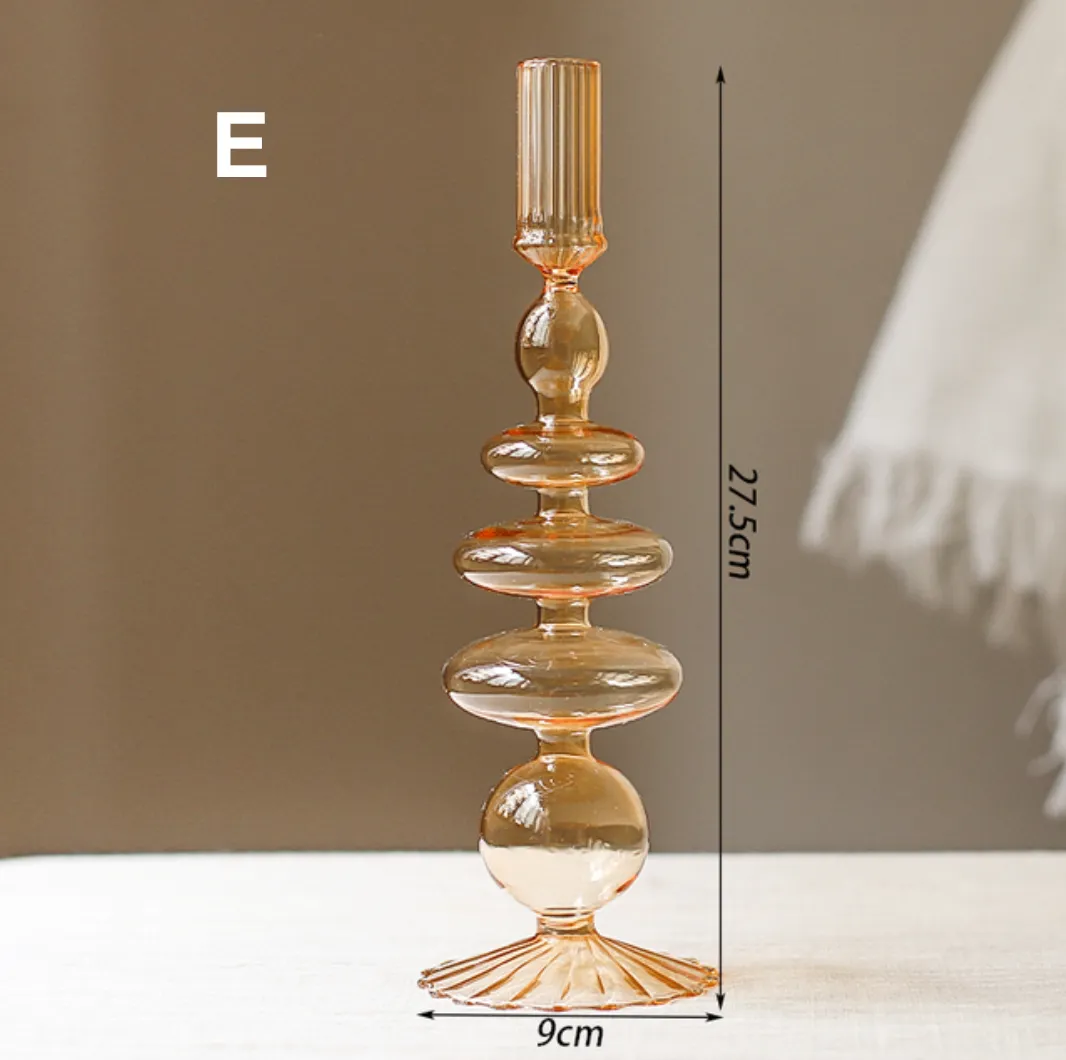 Vintage Style Glass Candlestick Holder: D